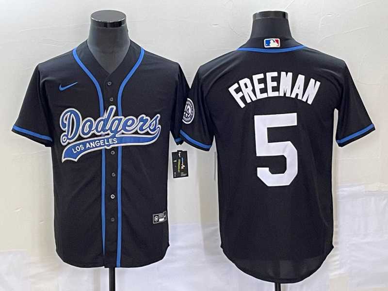 Men%27s Los Angeles Dodgers #5 Freddie Freeman Black Cool Base Stitched Jersey->los angeles dodgers->MLB Jersey